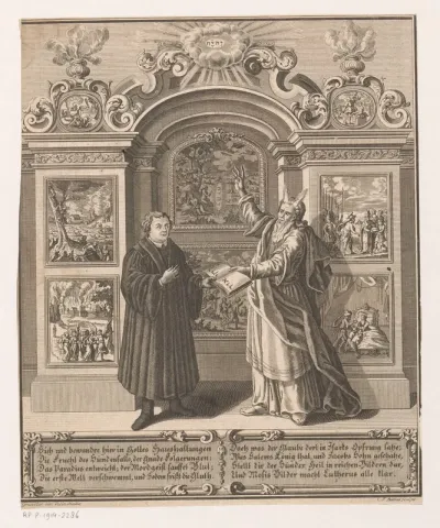 Allegorische voorstelling met Martin Luther en Mozes