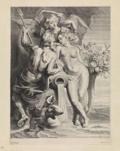 Allegorische voorstelling met Neptunus en Cybele