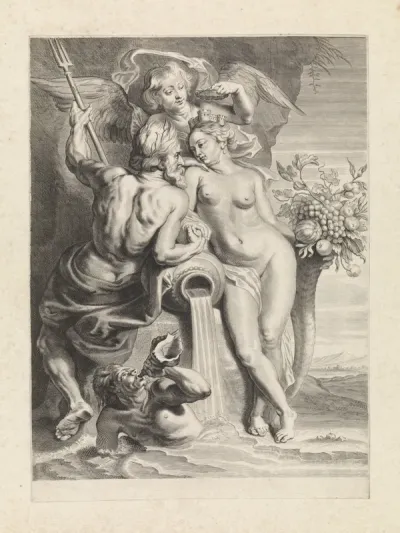 Allegorische voorstelling met Neptunus en Cybele
