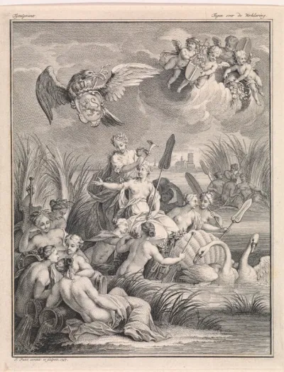 Allegorische voorstelling met nimfen