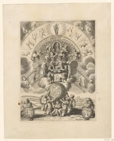 Allegorische voorstelling met portret van Maximiliaan II Emanuel van Beieren