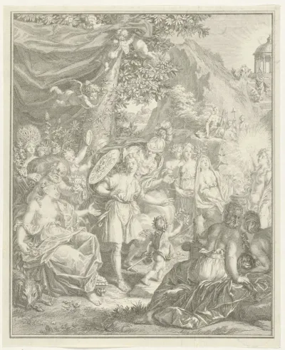 Allegorische voorstelling met Telemachus en Minerva