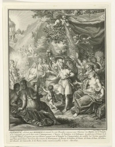 Allegorische voorstelling met Telemachus en Minerva