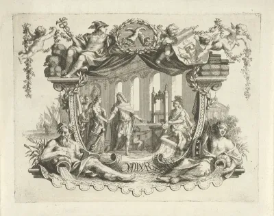 Allegorische voorstelling met weefgetouw