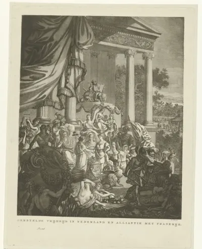 Allegorische voorstelling op het bondgenootschap tussen Nederland en Frankrijk, 1795