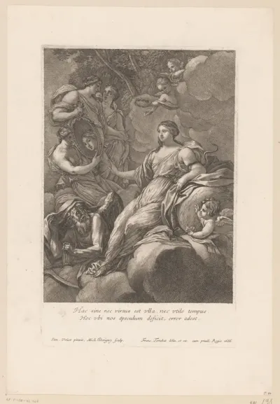 Allegorische voorstelling over vanitas en reflectie