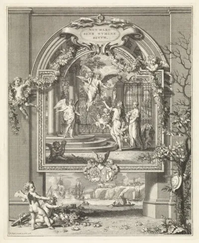 Allegorische voorstelling ter gelegenheid van het huwelijk van Abraham Bruyn en Debora van Vollenhoven
