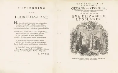 Allegorische voorstelling ter gelegenheid van het huwelijk van George de Visscher en Eva Elizabeth Lynslager