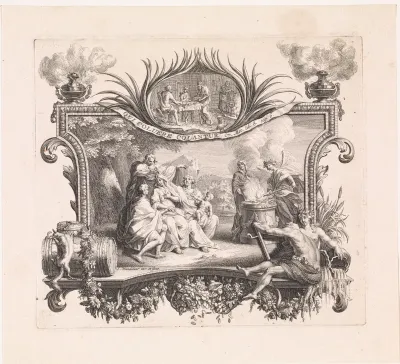 Allegorische voorstelling ter gelegenheid van het zilveren huwelijk van Jacobus de Vos en Katharina van de Ryp