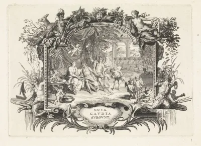 Allegorische voorstelling ter gelegenheid van het zilveren huwelijk van Jan van Vollenhove en Maria Palm