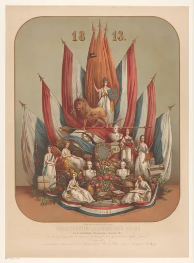 Allegorische voorstelling ter herinnering aan de gedenkwaardige omwenteling in November 1813