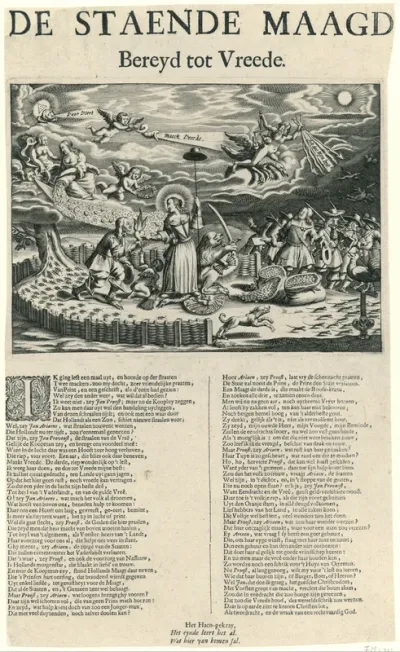 Allegorische voorstelling van de Hollandse Tuin waarin Willem III zijn liefde verklaart aan de Nederlandse Maagd, 1672