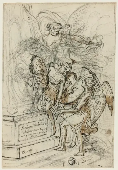 Allegory in Honor of King Stanislas Leczynski (recto); Sketch of Standing Man with Outstretched Arms (verso)