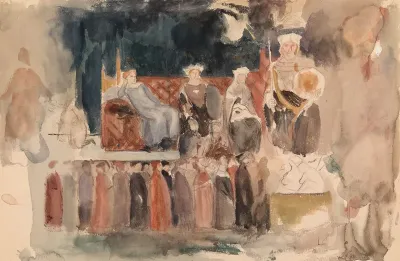 Allegory of the Good Government, sketch of Ambrogio Lorenzetti's fresco in Palazzo Pubblico, Siena