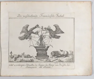 Allegory representing the freedom of France with four silhouettes