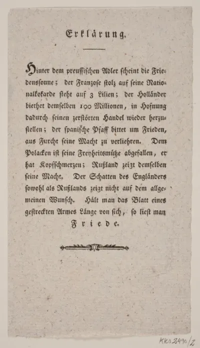 Allgemeiner Wunsch. Tekstblad