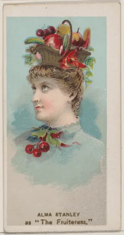 Alma Stanley as "The Fruiteress," from the series Fancy Dress Ball Costumes (N73) for Duke brand cigarettes