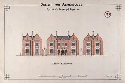 Almshouse, Salisbury: front elevation