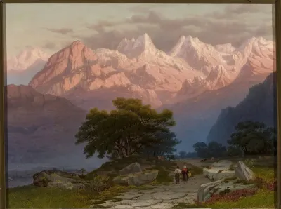 Alpine landscape with staffage