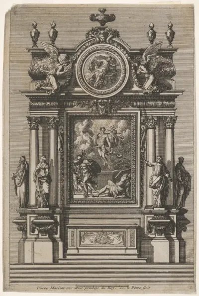 Altar with the Resurrection of Christ, plate 2 from "Nouveaux dessins d'autels à la romaine"