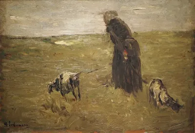 Alte Frau mit Ziegen (Entwurf)
