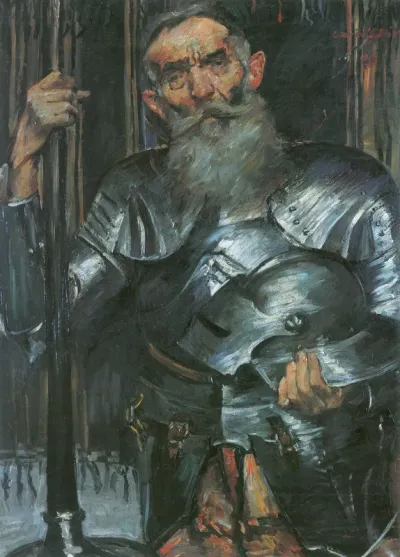 Alter Mann in Ritterrüstung