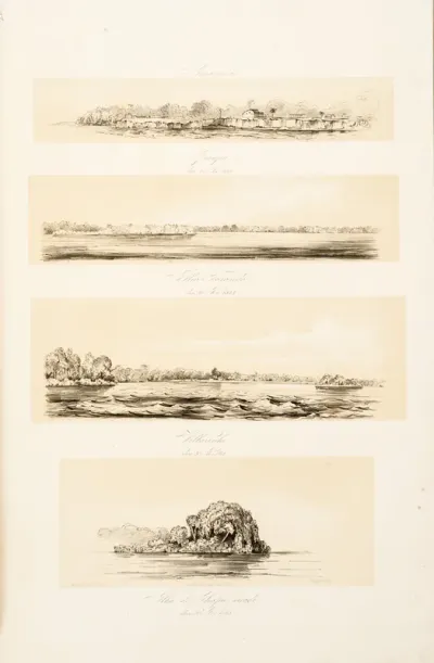 Amazonas. Gurupa den 25' Dec. 1842 - Ilha Tarazeda den 30' Nov. 1842 - Villarinho den 30' Nov. 1842 - Ilha do Chapeo virado den 30' Nov. 1842