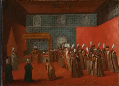 Ambassadeur Cornelis Calkoen op audiëntie bij sultan Ahmed III
