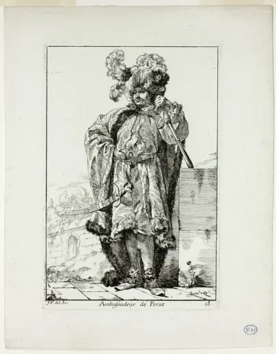 Ambassadeur de la Perse, plate eighteen from Caravanne du Sultan à la Mecque