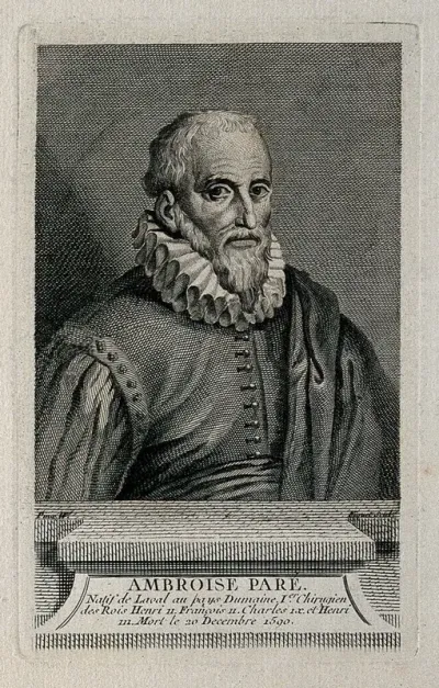 Ambroise Paré. Line engraving by E. Ficquet, 1765, after [W.]