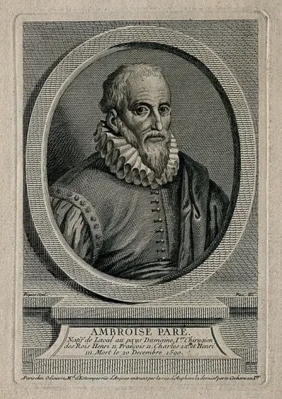 Ambroise Paré. Line engraving by E. Ficquet after [W.]