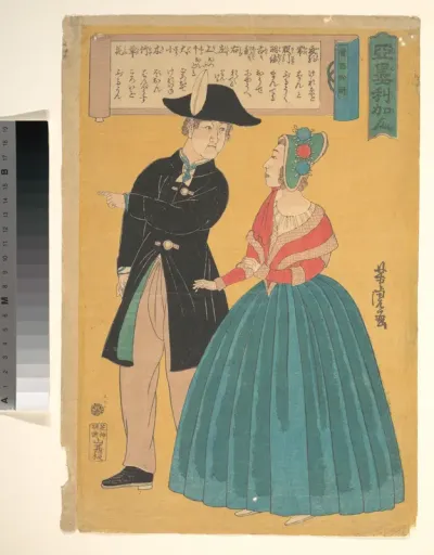 American Couple — Utagawa Yoshitora Kanvas Tablo