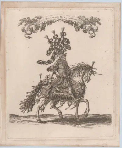 Americanorum Rex, Guisius, from "Courses de Testes et de Bagues Faittes par Roy et par les Princes et Signeurs de sa Cour, en l'annee 1662" (Grand Carrousel)