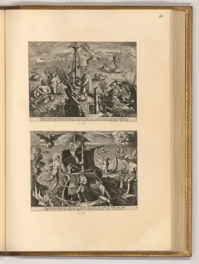 Amerigo Vespucci auf seinem Schiff (Allegorie); Ferdinand Magellan auf seinem Schiff (Allegorie)