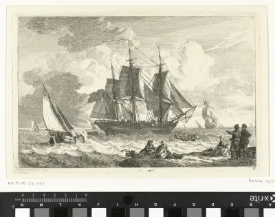 Amerikaans schip op onrustig water