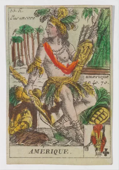 Amerique, from the playing cards (for quartets) "Costumes des Peuples Étrangers"