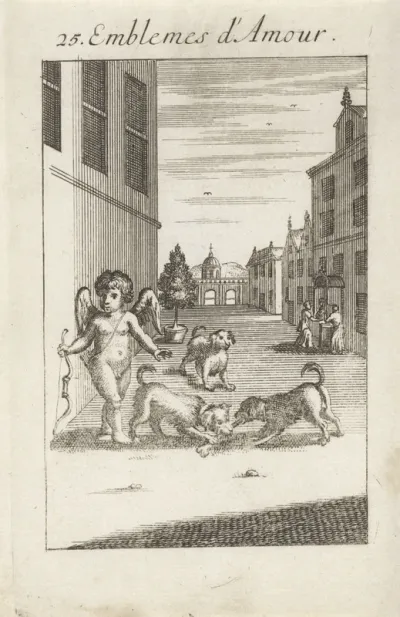 Amor bij twee vechtende honden