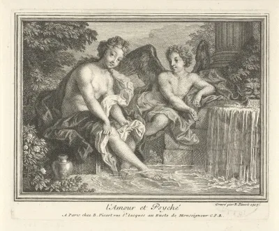 Amor en Psyche bij een waterbron