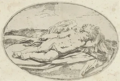 Amor slapend in een landschap