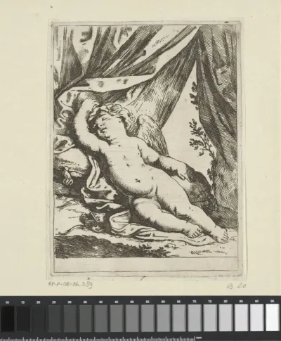 Amor slapend in een tent