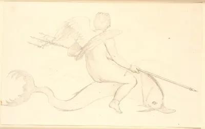 Amorin riddende på en delfin. Pompejiansk motiv