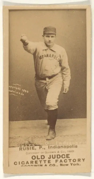 Amos Rusie, Pitcher, Indianapolis, from the Old Judge series (N172) for Old Judge Cigarettes