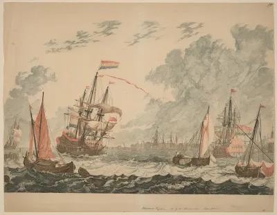 Amsterdam, Ships at the IJ on Choppy Water