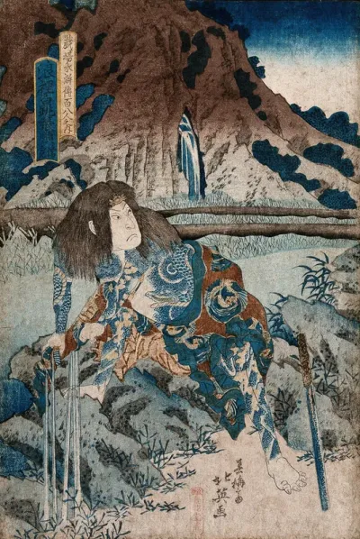 An actor as a Chinese hero wringing out his sleeve