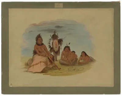 An Aged Minatarree Chief and His Family