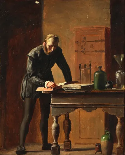 An alchemist in his Laboratory.