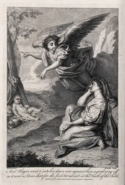 An angel rescues Hagar and Ishmael in the wilderness
