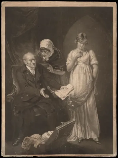 An angry father reproaching his daughter after intercepting a love-letter to her