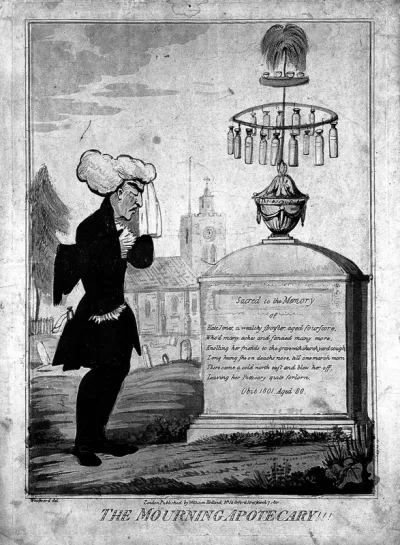 An apothecary weeping at the grave of his late most prosperous and prevalent patient