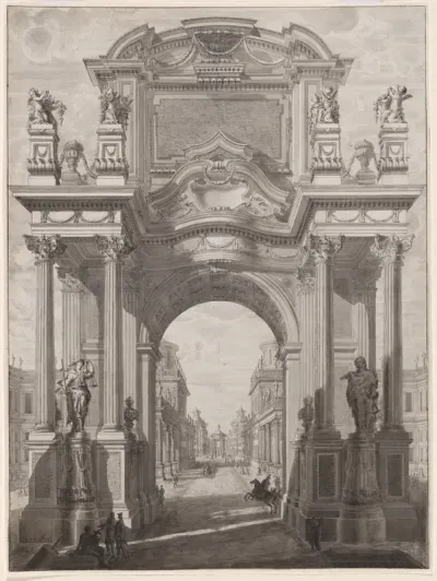 An Architectural Capriccio with a Triumphal Arch